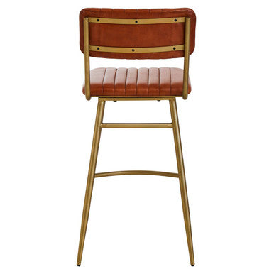Buffalo Tan Leather Bar Chair with Gold Finish Frame
