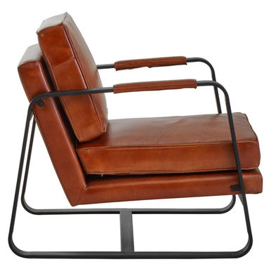 Buffalo Brown Leather Armchair with Black Metal Frame