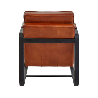 Buffalo Brown Leather Armchair with Black Metal Frame