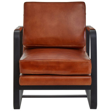 Buffalo Brown Leather Armchair with Black Metal Frame