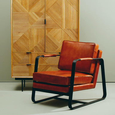 Buffalo Brown Leather Armchair with Black Metal Frame