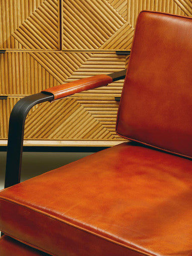 Buffalo Brown Leather Armchair with Black Metal Frame