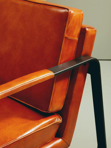 Buffalo Brown Leather Armchair with Black Metal Frame