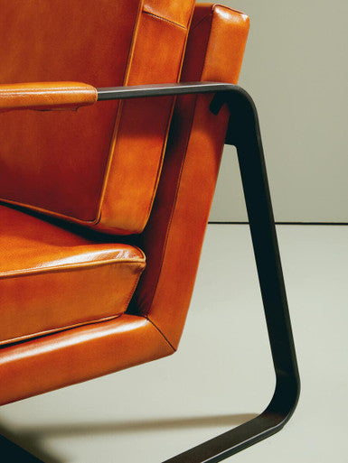 Buffalo Brown Leather Armchair with Black Metal Frame