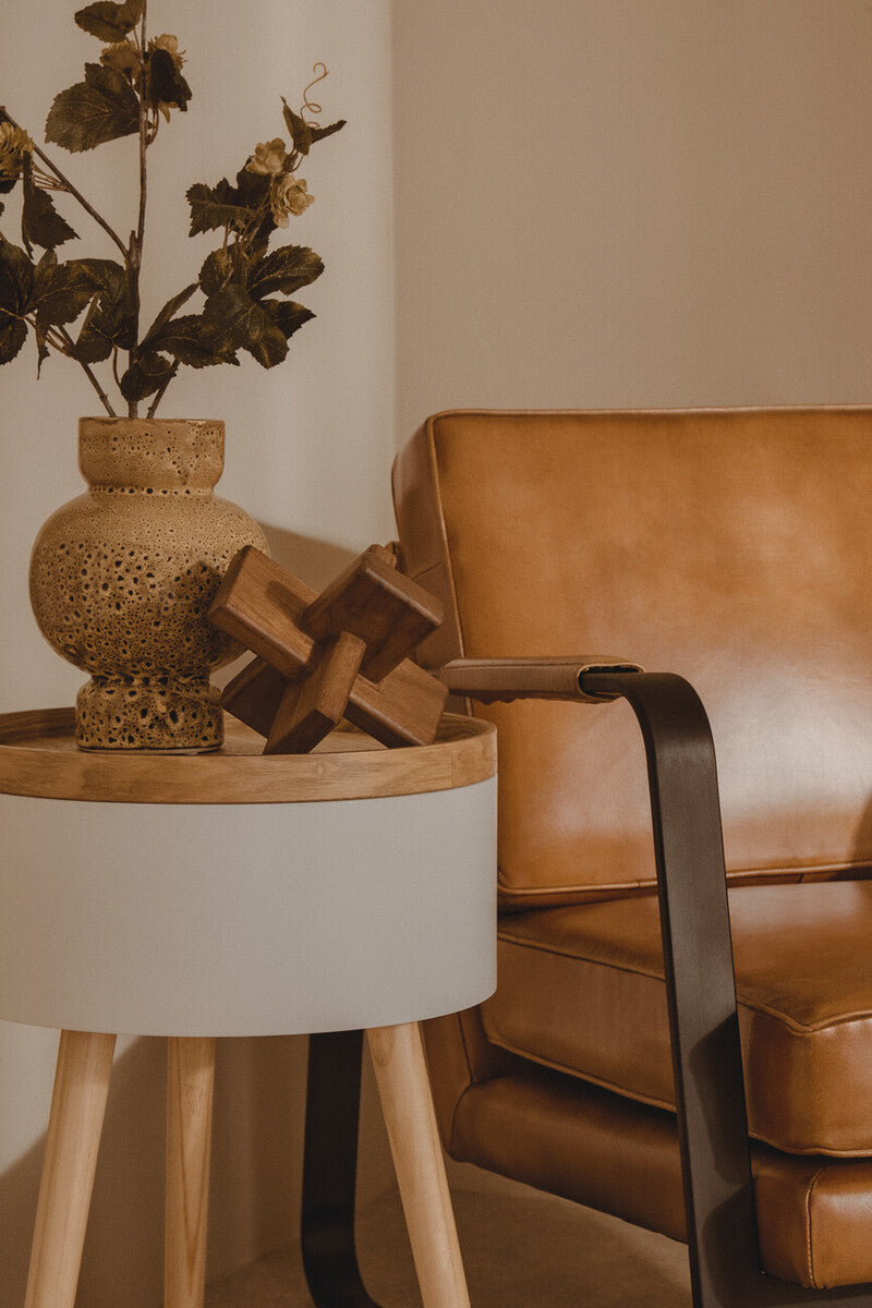 Buffalo Brown Leather Armchair with Black Metal Frame