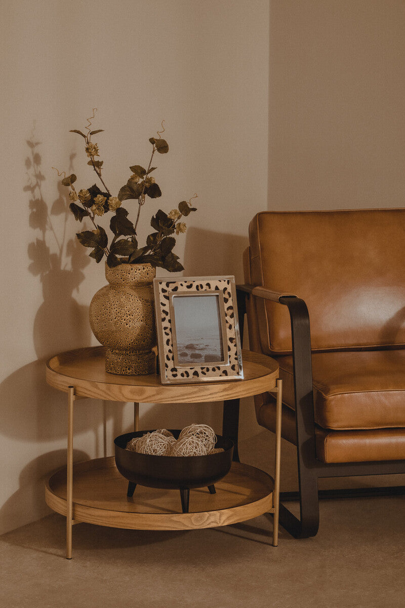 Buffalo Brown Leather Armchair with Black Metal Frame