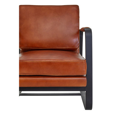 Buffalo Brown Leather Armchair with Black Metal Frame
