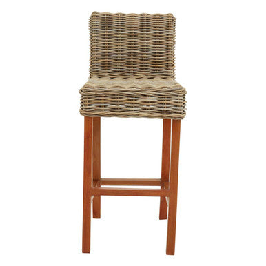 Java Grey Rattan Bar Chair with Wooden Frame