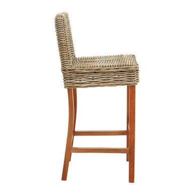 Java Grey Rattan Bar Chair with Wooden Frame