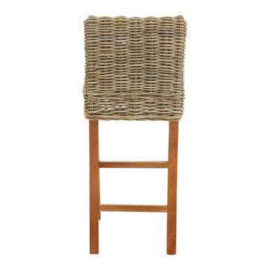 Java Grey Rattan Bar Chair with Wooden Frame