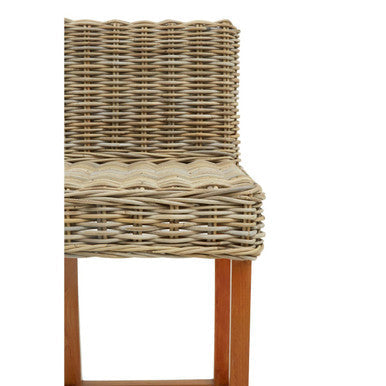 Java Grey Rattan Bar Chair with Wooden Frame