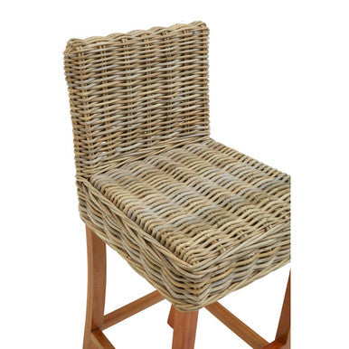 Java Grey Rattan Bar Chair with Wooden Frame