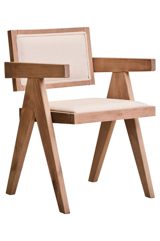 Ivory Fabric and Grey Wash Beech Wood Dining Chair