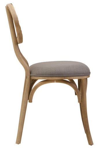 Cebu Grey Wash Wood and Rattan Dining Chair with Fabric Seat