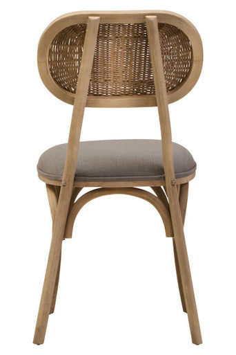 Cebu Grey Wash Wood and Rattan Dining Chair with Fabric Seat