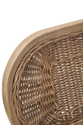 Cebu Grey Wash Wood and Rattan Dining Chair with Fabric Seat