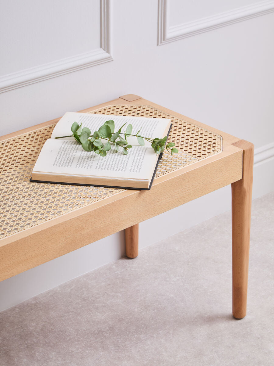 Cebu Natural Cane and Beech Wood Bench