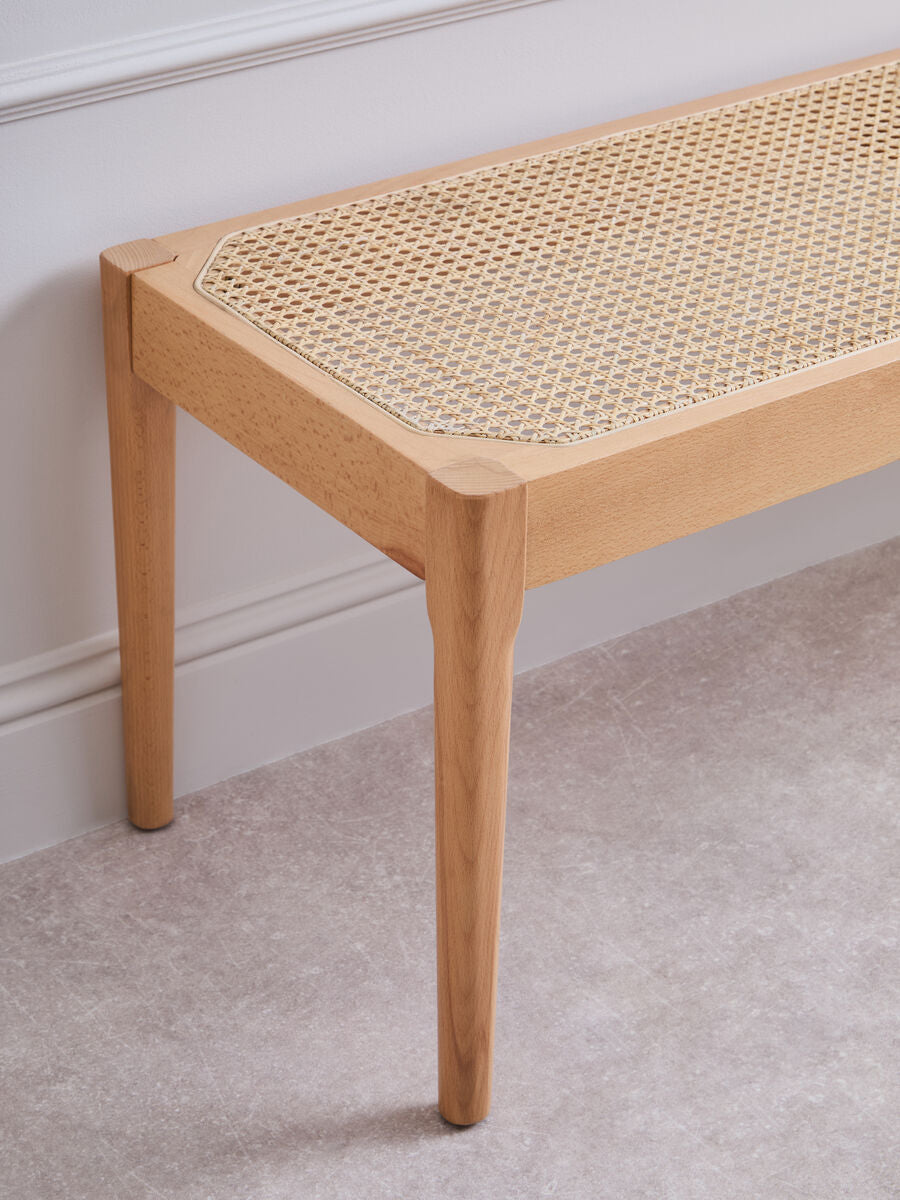 Cebu Natural Cane and Beech Wood Bench