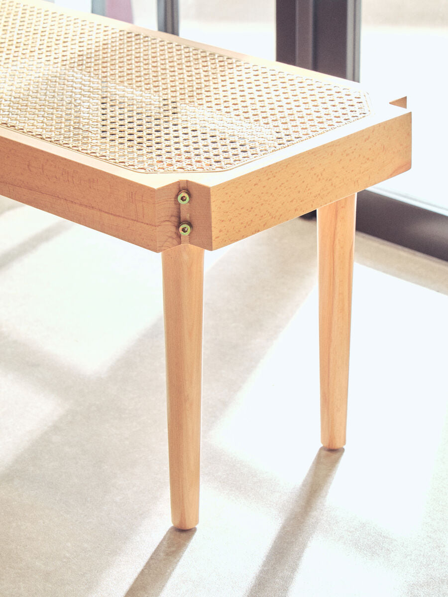 Cebu Natural Cane and Beech Wood Bench