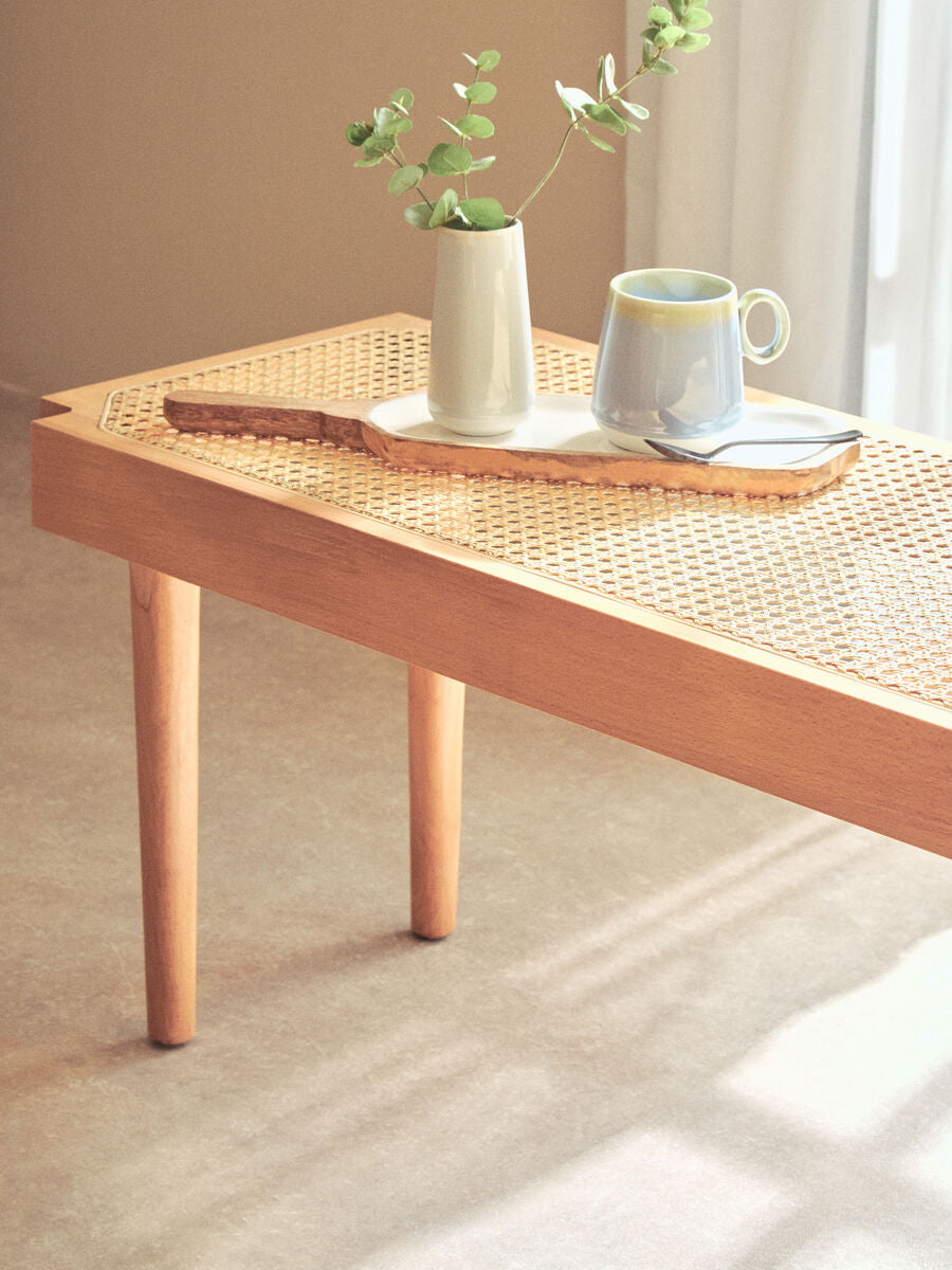 Cebu Natural Cane and Beech Wood Bench