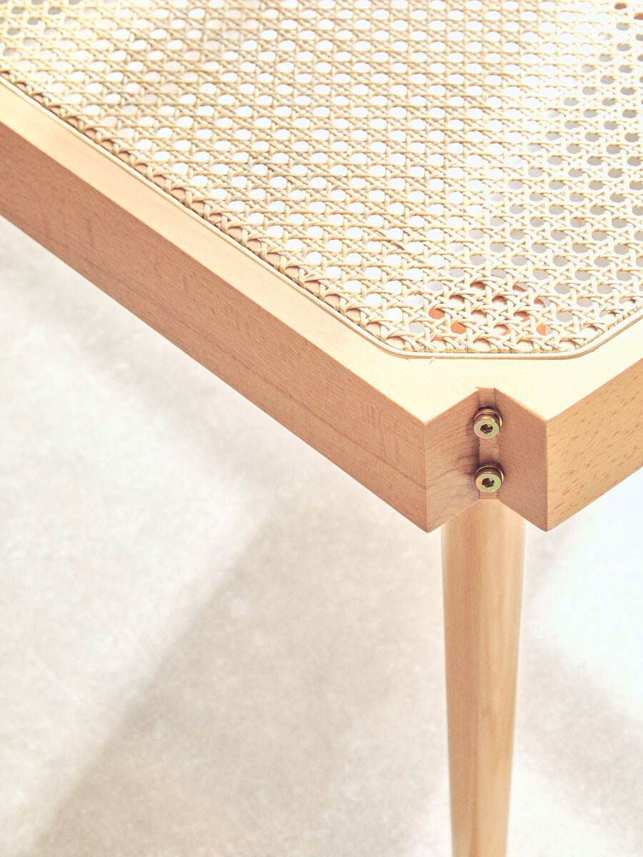 Cebu Natural Cane and Beech Wood Bench