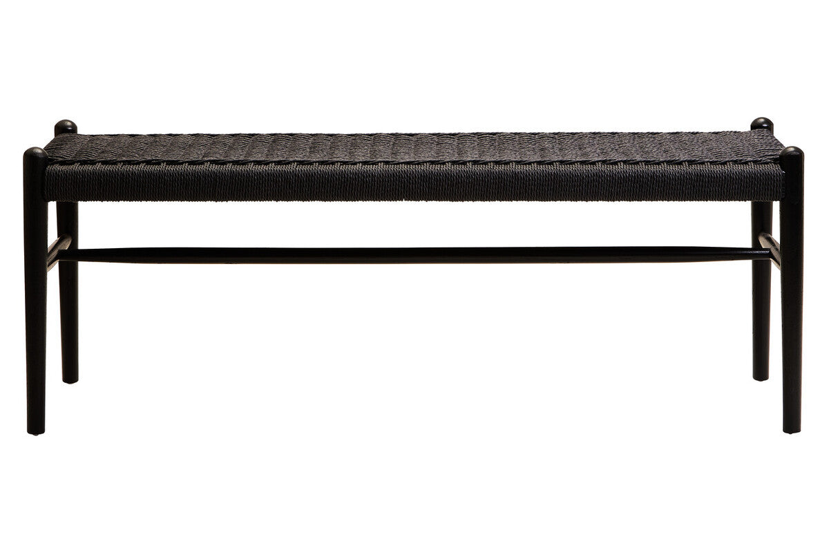 Cebu Black Woven Rope and Wooden Bench