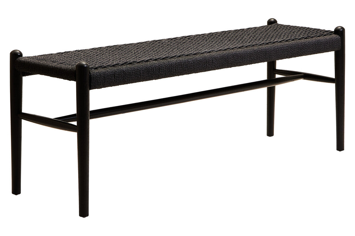 Cebu Black Woven Rope and Wooden Bench