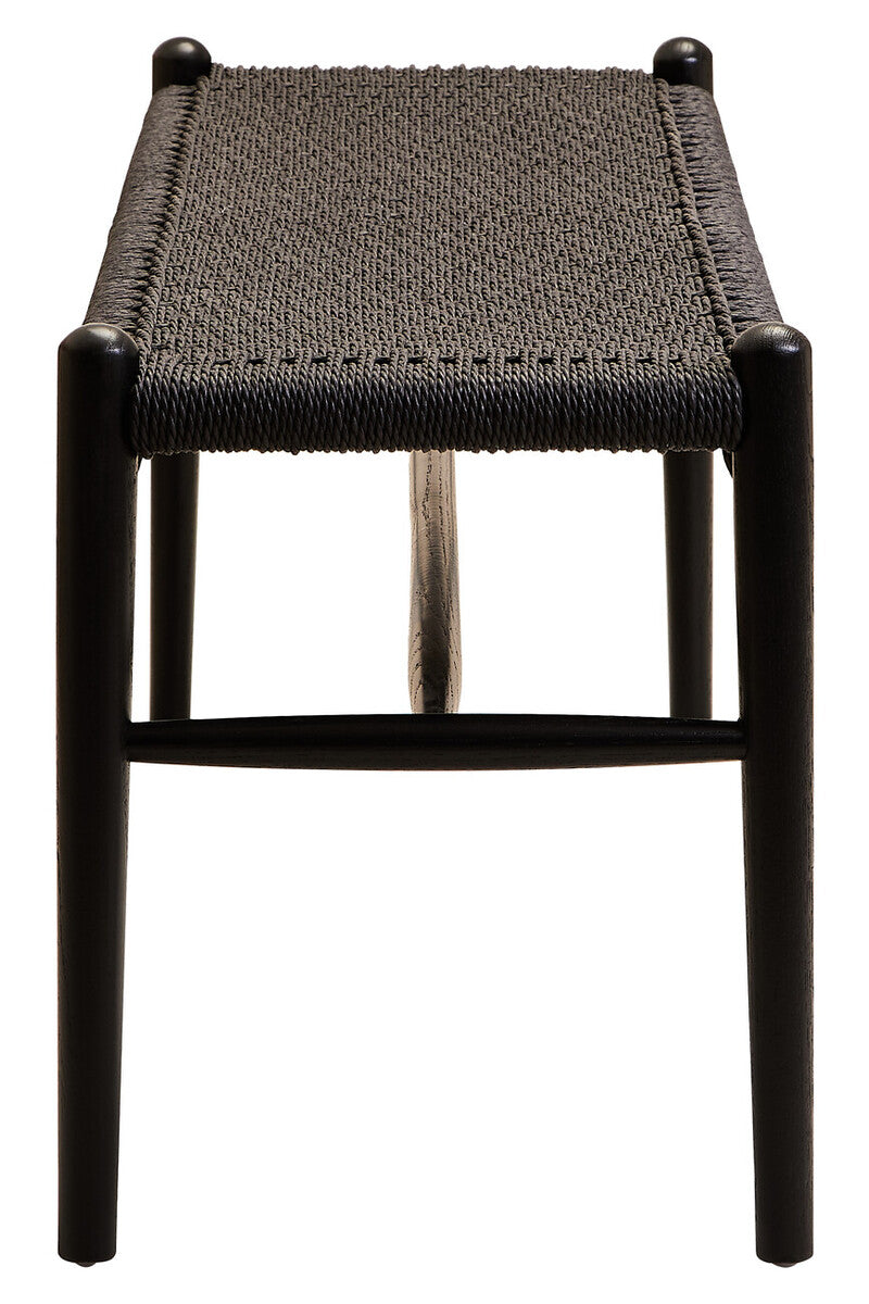 Cebu Black Woven Rope and Wooden Bench