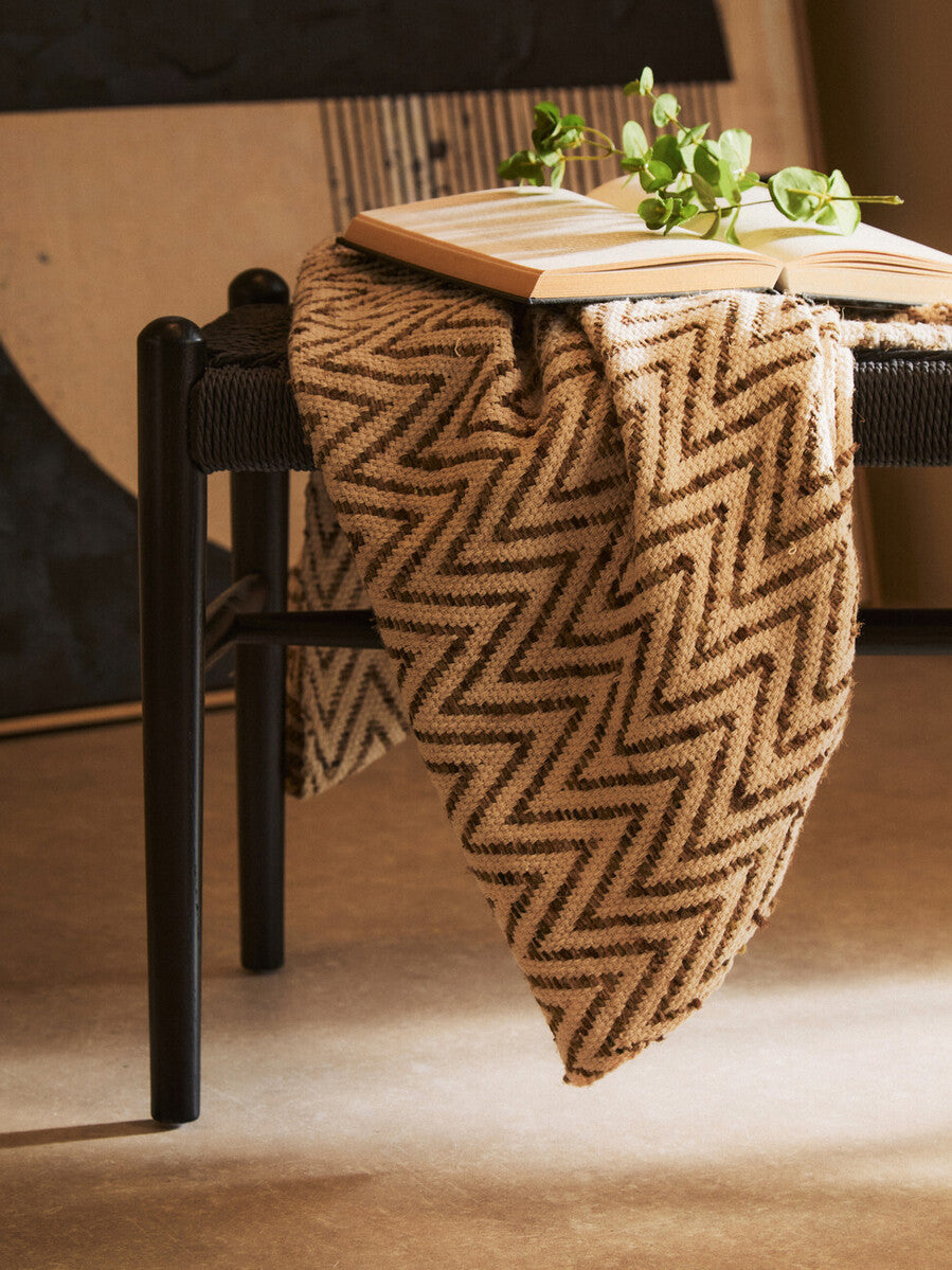 Cebu Black Woven Rope and Wooden Bench
