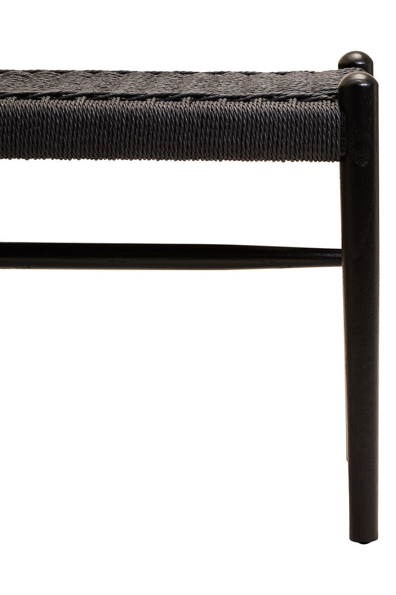 Cebu Black Woven Rope and Wooden Bench