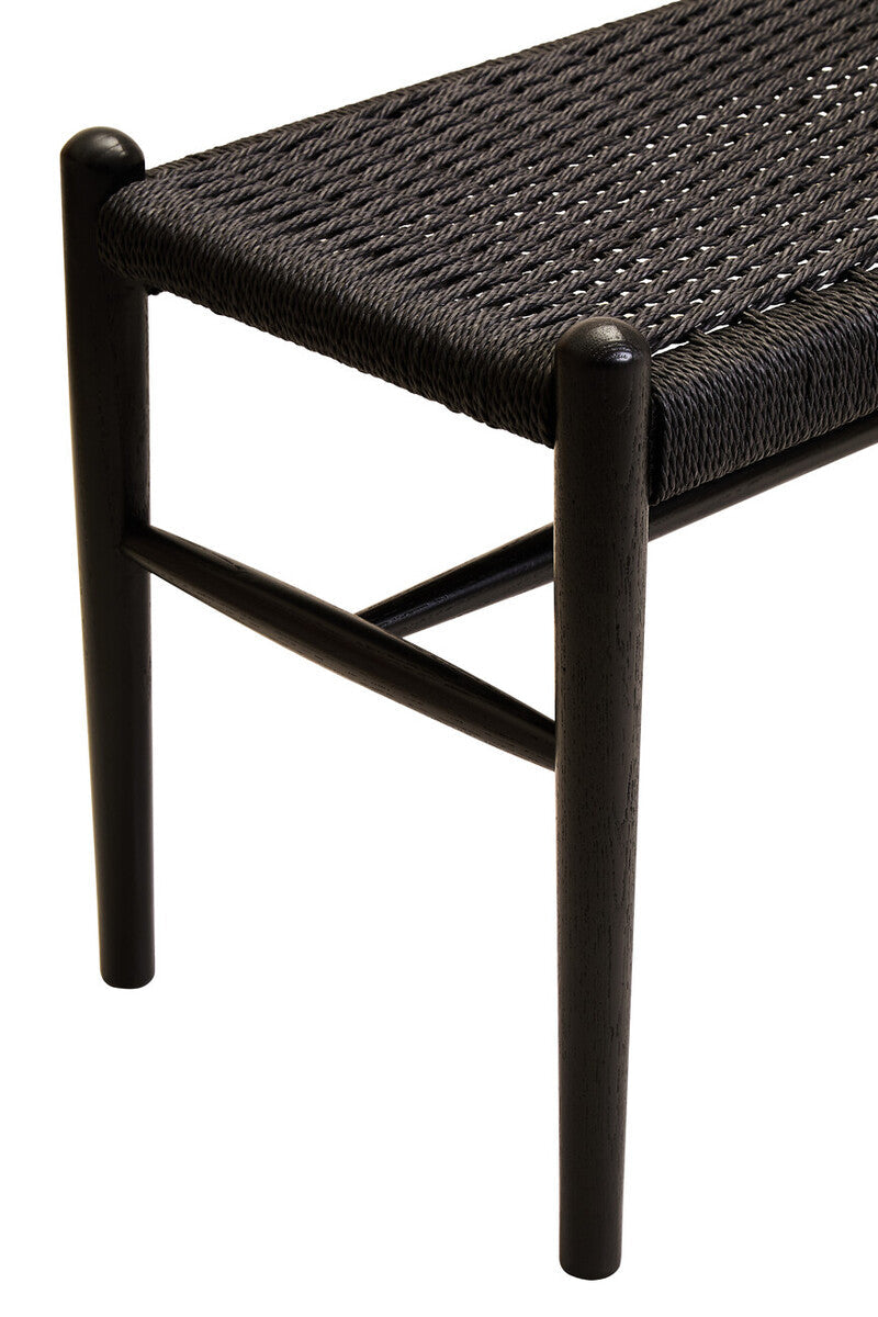 Cebu Black Woven Rope and Wooden Bench