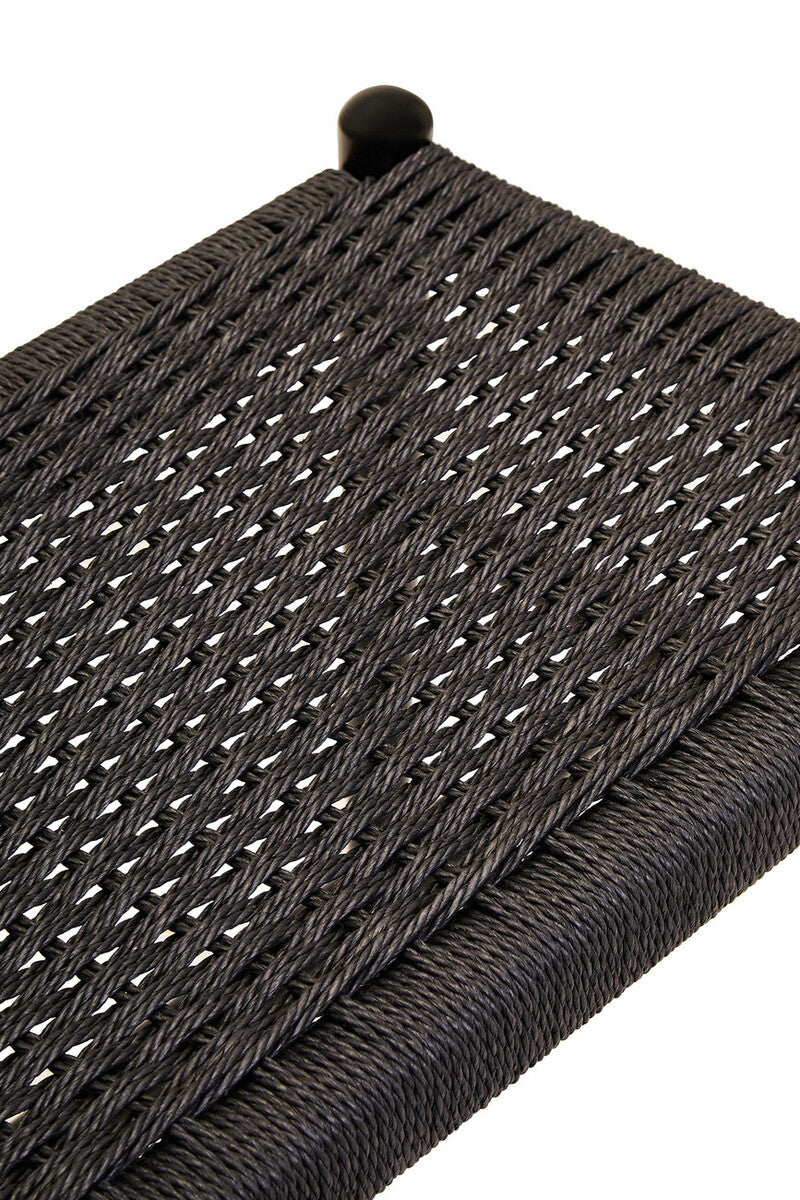 Cebu Black Woven Rope and Wooden Bench