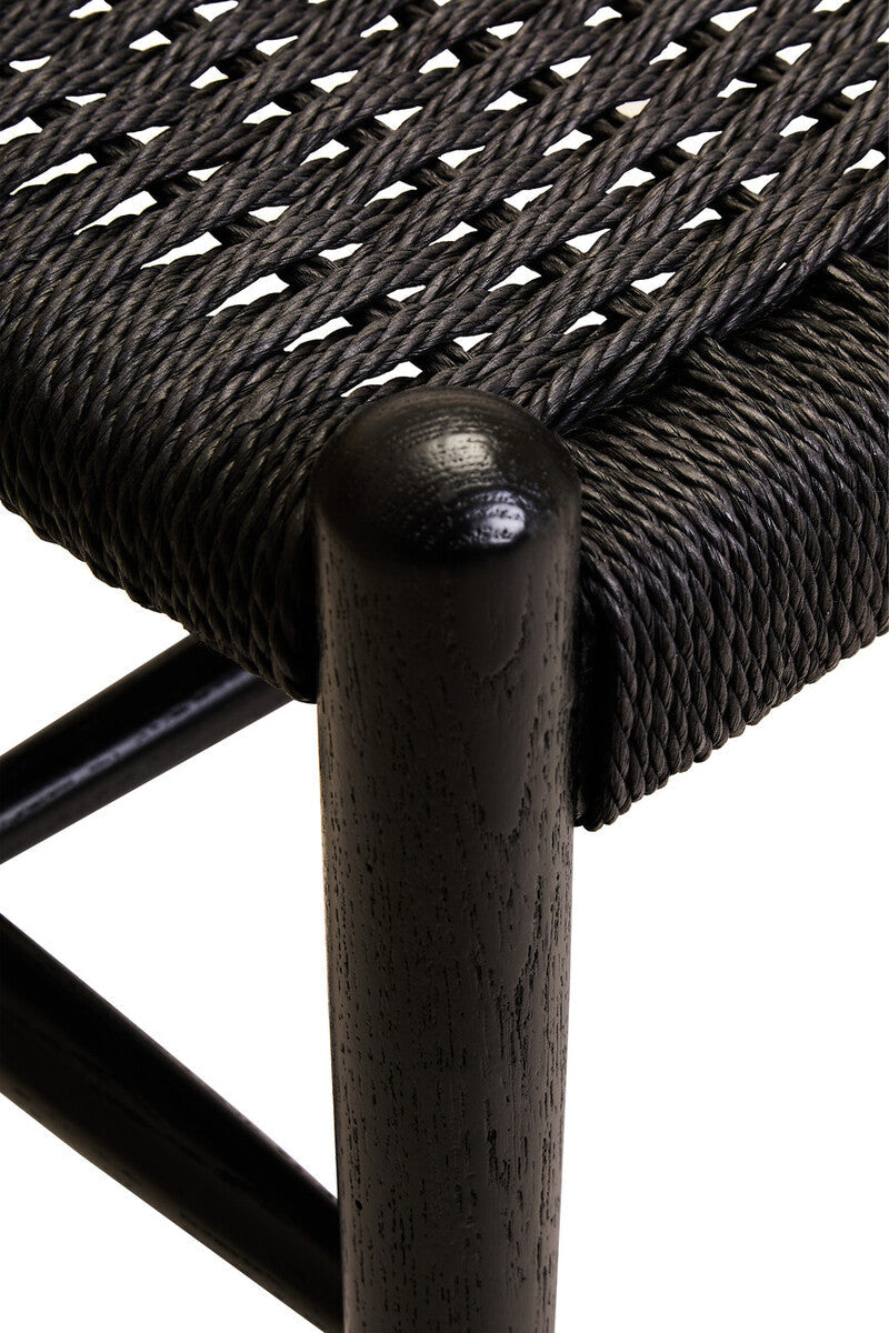 Cebu Black Woven Rope and Wooden Bench