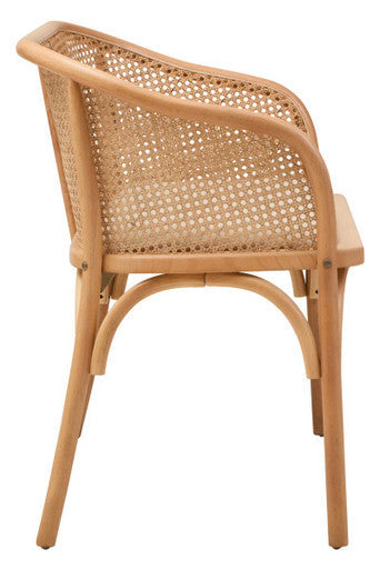 Cebu Natural Beech Wood Bench with Rattan Backrest