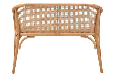 Cebu Natural Beech Wood Bench with Rattan Backrest