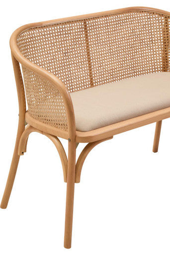 Cebu Natural Beech Wood Bench with Rattan Backrest