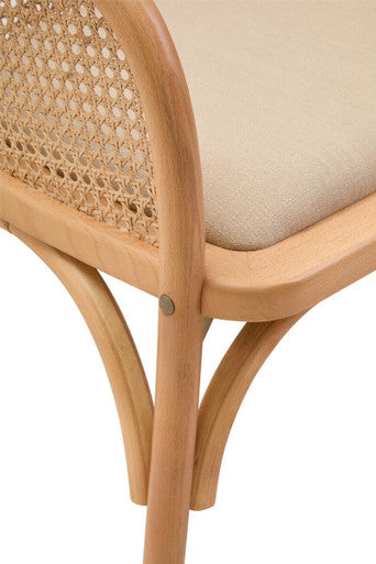 Cebu Natural Beech Wood Bench with Rattan Backrest
