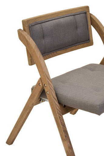 Cebu Grey Wash Wood Folding Chair with Fabric Seat