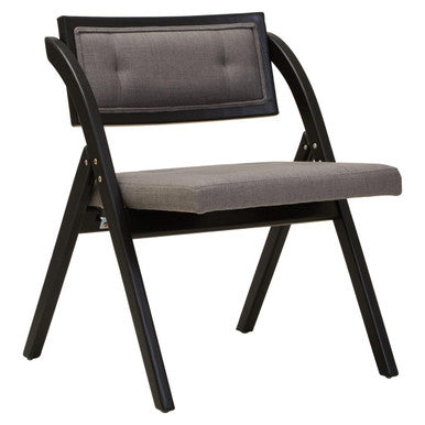 Cebu Black Wood Folding Chair with Grey Fabric Seat