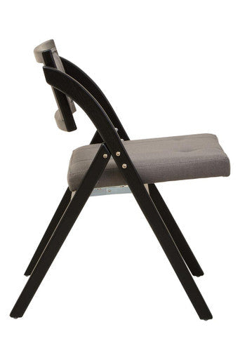 Cebu Black Wood Folding Chair with Grey Fabric Seat