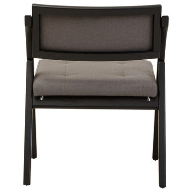 Cebu Black Wood Folding Chair with Grey Fabric Seat