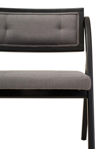 Cebu Black Wood Folding Chair with Grey Fabric Seat