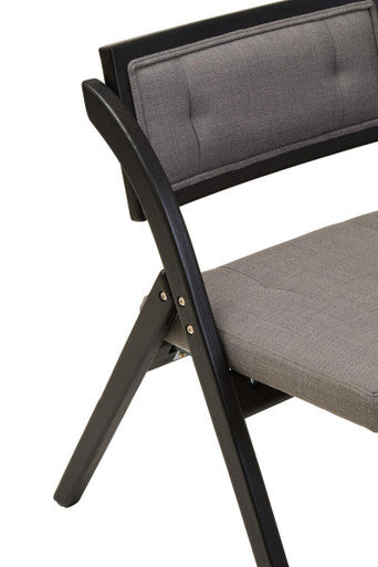 Cebu Black Wood Folding Chair with Grey Fabric Seat