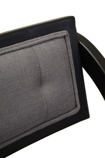 Cebu Black Wood Folding Chair with Grey Fabric Seat