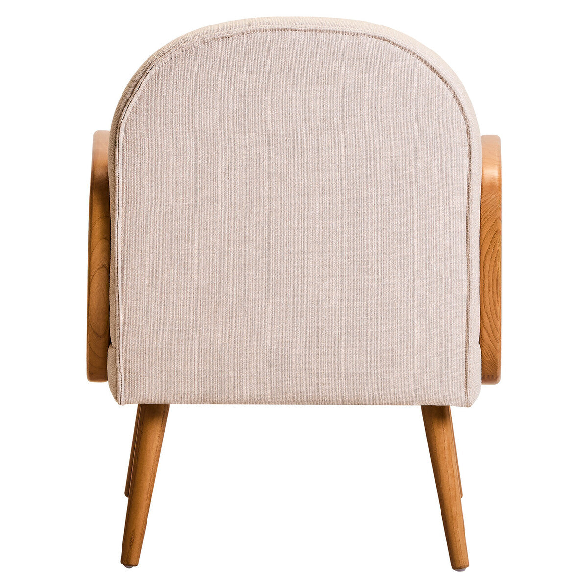 Cebu Ivory Fabric and Cane Chair with Elm Wood Legs