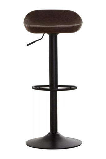 Dalston Mocha Leather Effect Set of 2 Adjustable Bar Stools