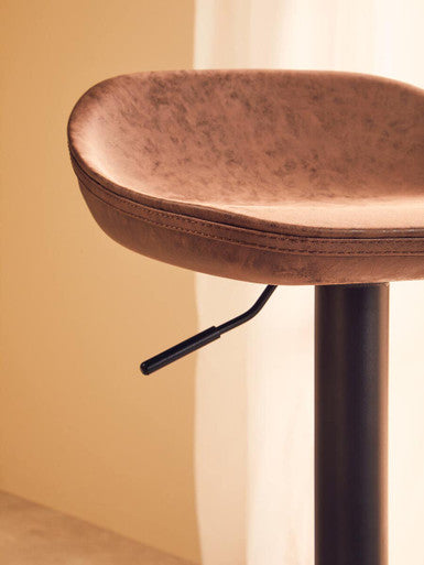 Dalston Mocha Leather Effect Set of 2 Adjustable Bar Stools