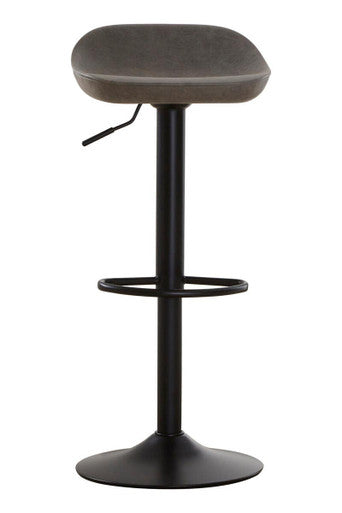 Dalston Ash Grey Leather Effect Set of 2 Adjustable Bar Stools