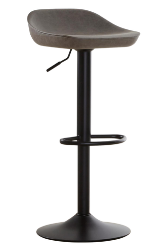 Dalston Ash Grey Leather Effect Set of 2 Adjustable Bar Stools