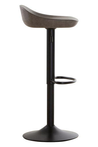 Dalston Ash Grey Leather Effect Set of 2 Adjustable Bar Stools